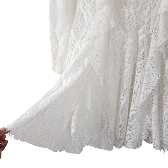 Free People Rock Candy Lace Ruffle Mockneck Sheer Flare Mini Dress Size Small - Picture 5 of 14